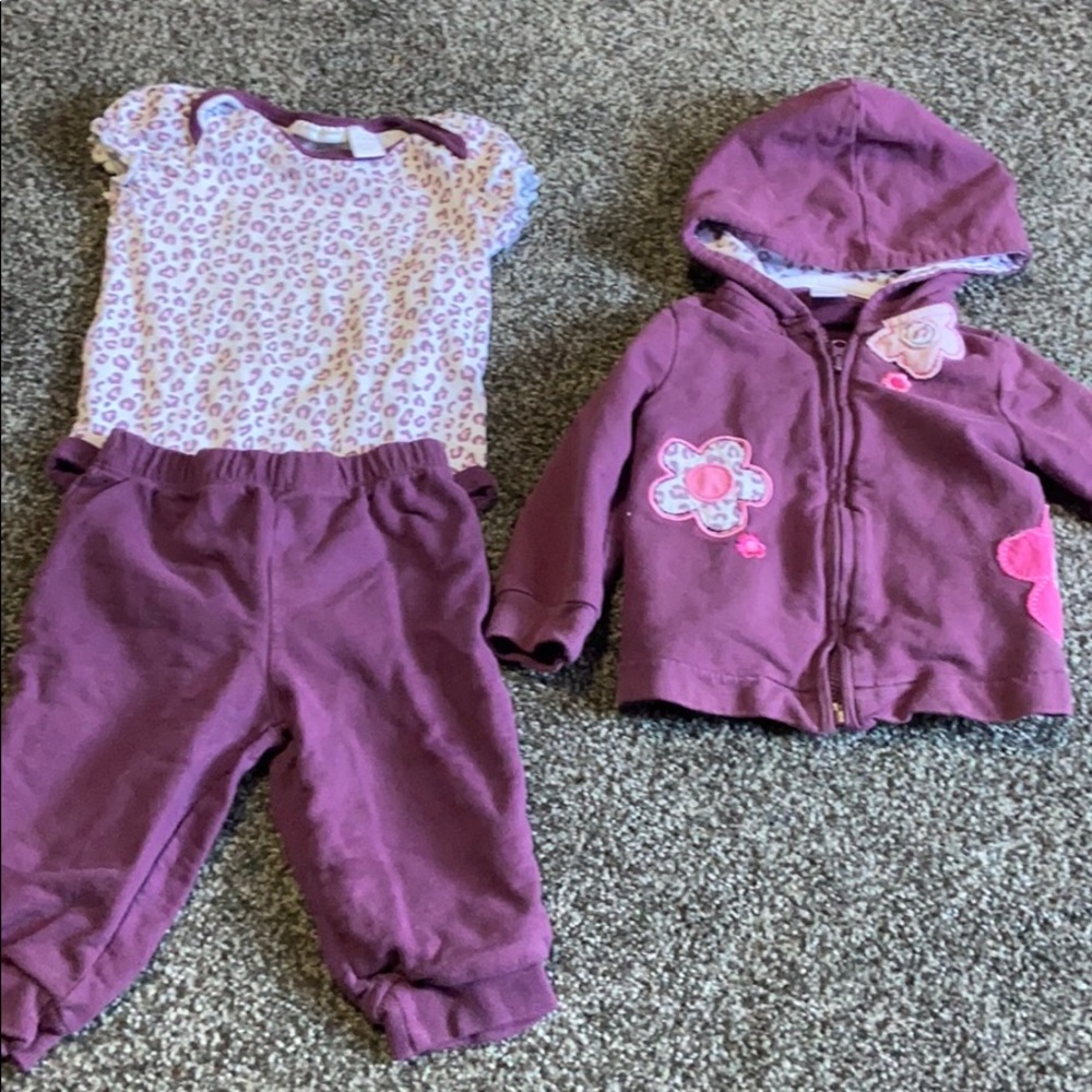 Baby girl zip up jacket with matching outfit